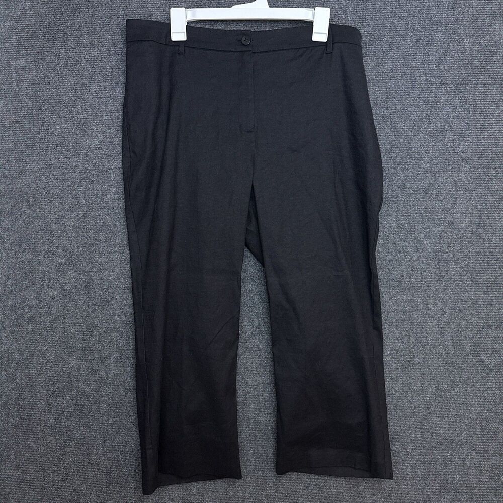 J Jill  Pants Linen Stretch Women's Cropped Wide Leg Black Buiness Plus 20